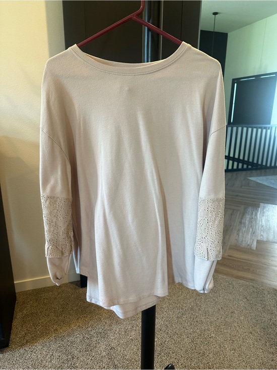 Matilda Jane Tops - Matilda Jane Cream Eyelet Panel Long Sleeve Top